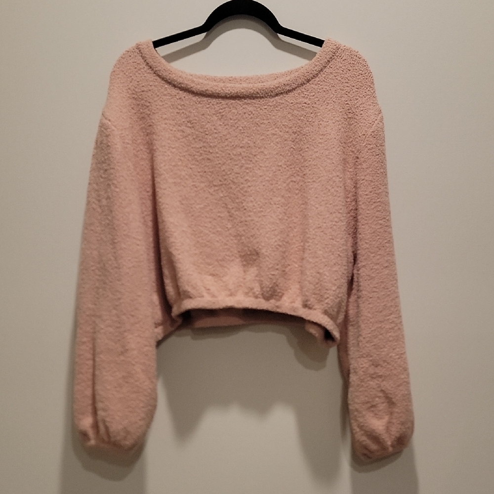 BUFFBUNNY COLLECTIONS Teddy Pink Velvet Soft Crop Sweater